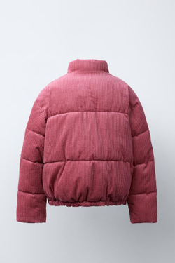 ZARA СТЕГАНАЯ ВЕЛЬВЕТОВАЯ КУРТКА С ВЫШИВКОЙ, РОЗОВЫЙ