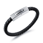 Модный мужской браслет из плетёной кожи со стильным замком на кнопке из ювелирной стали Steelman 86536