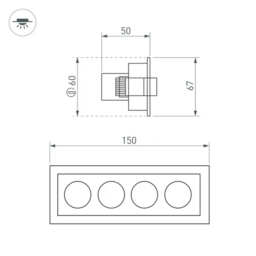Светильник MS-ORIENT-BUILT-TURN-TC-S67x150-10W Day4000 (BK-BK, 30 deg, 230V) (Arlight, IP20 Металл, 5 лет) 037209