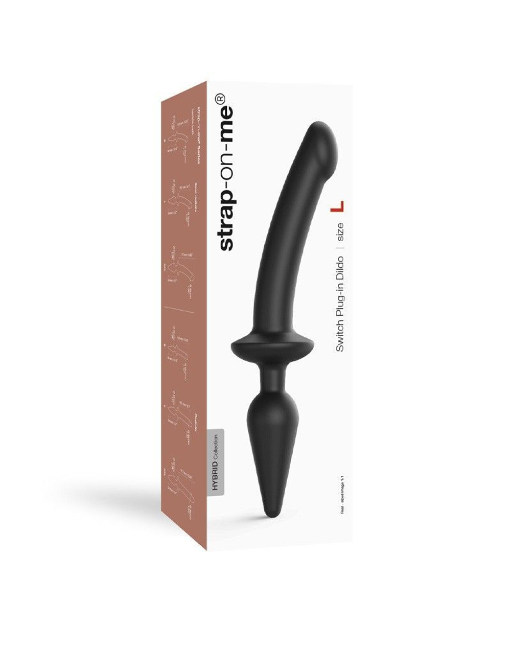 Черный двусторонний фаллоимитатор Strap-On-Me Dildo Plug-In Switch size S