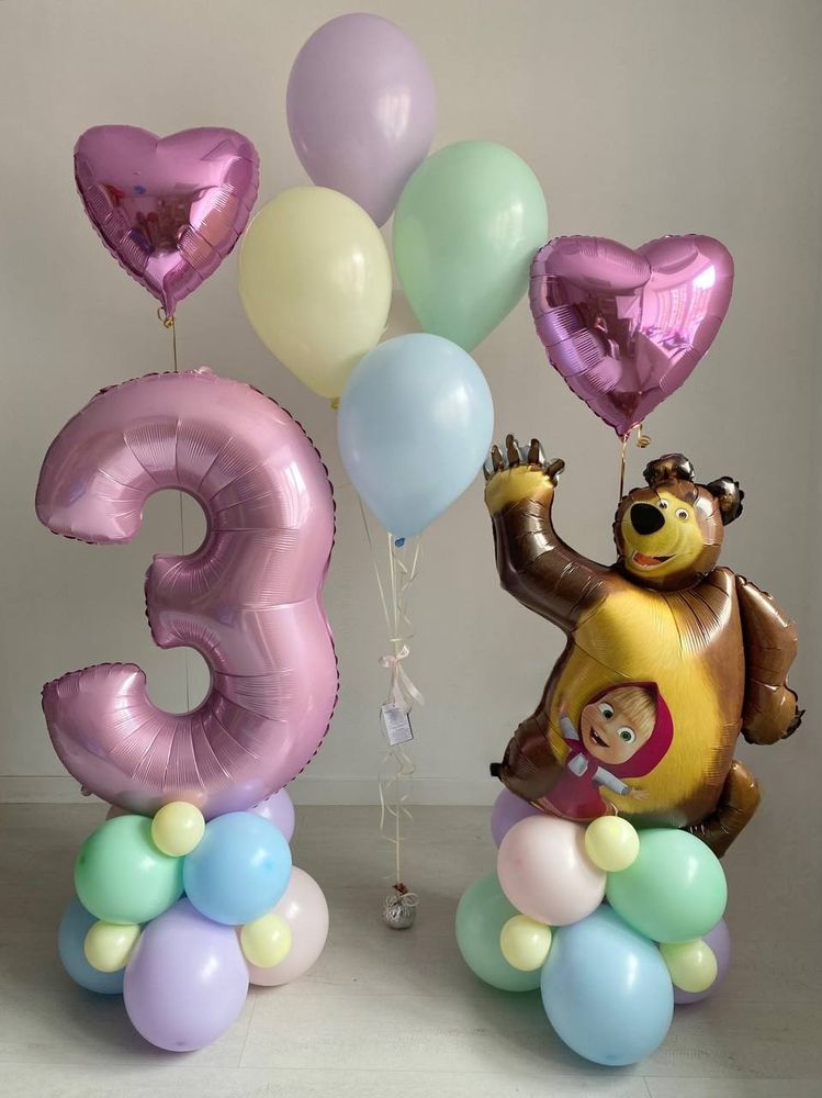 Воздушные шары для девочки 3 года, Маша и медведь №3174