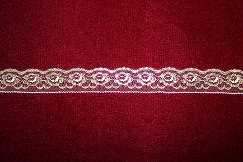 Кружево белое/чёрное золото (узкое)