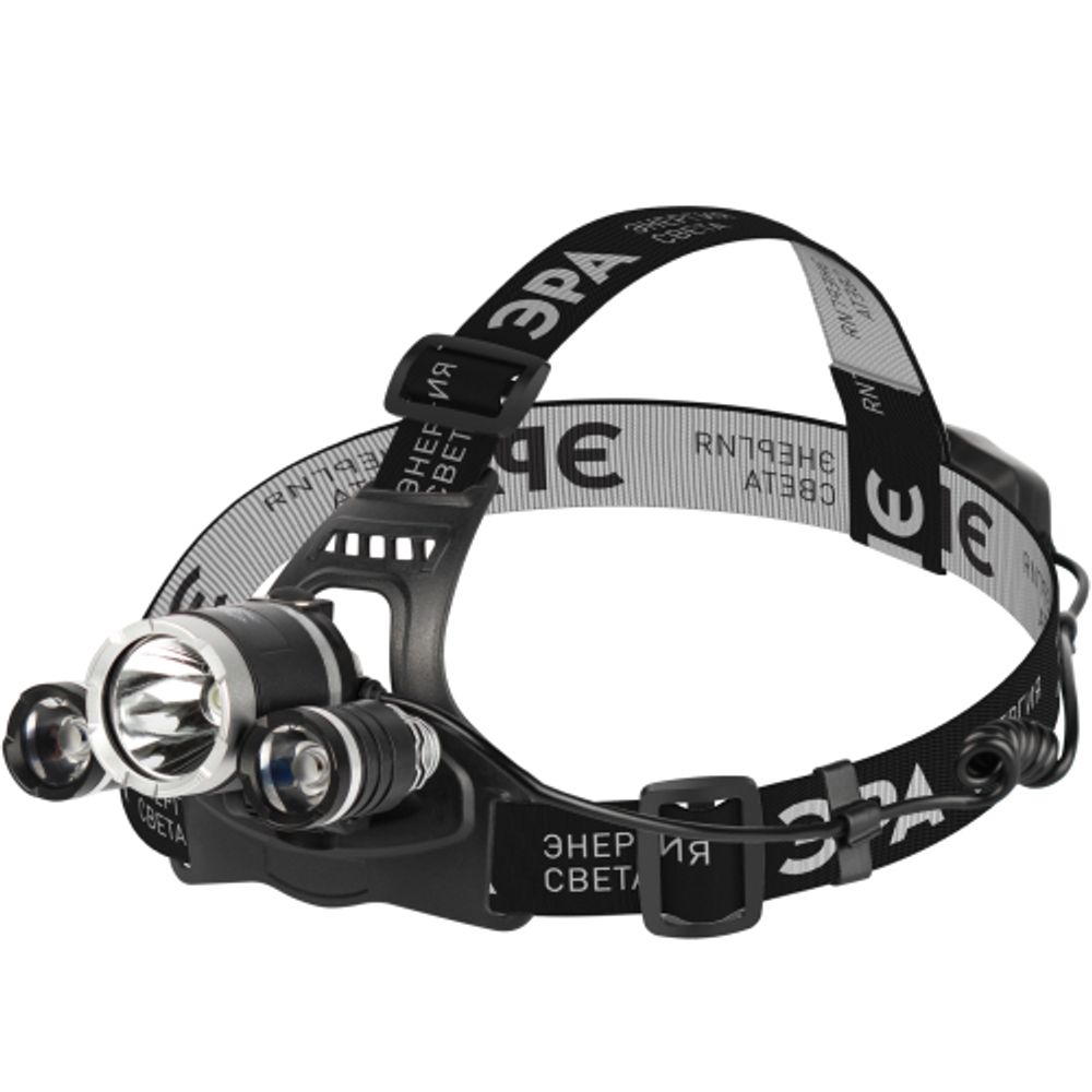 Фонарь налобный светодиодный ЭРА GA-809 аккумуляторный алюминиевый 4 режима трехламповый High Power Headlamp | Налобные фонари