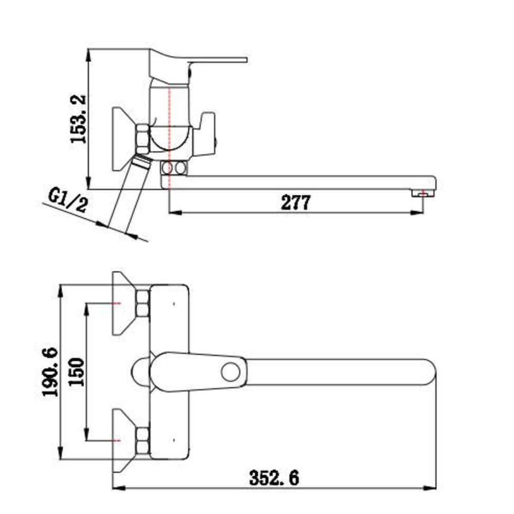 Смеситель для ванны, РМС, с картриджем, хром, SL137-006E