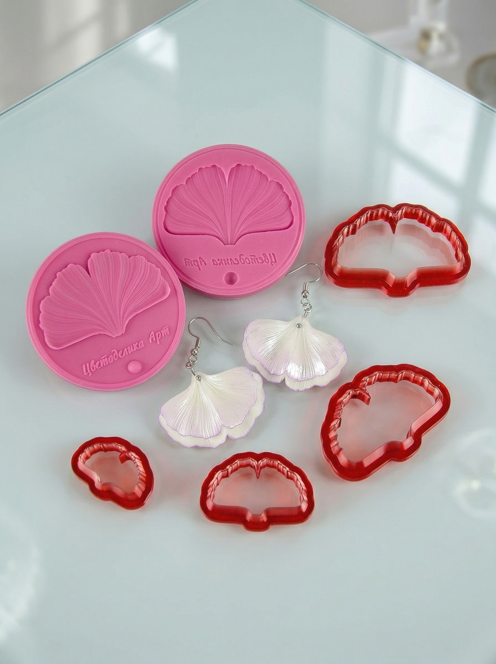 Лист гинкго. Молд/вайнер и каттеры для создания украшений и декора из полимерной глины