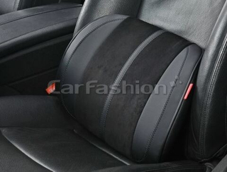 Поддержка поясничная-подушка"CarFashion" - «FLEX L» 41569 -Замша, Экокожа -черный/черный/шов черный