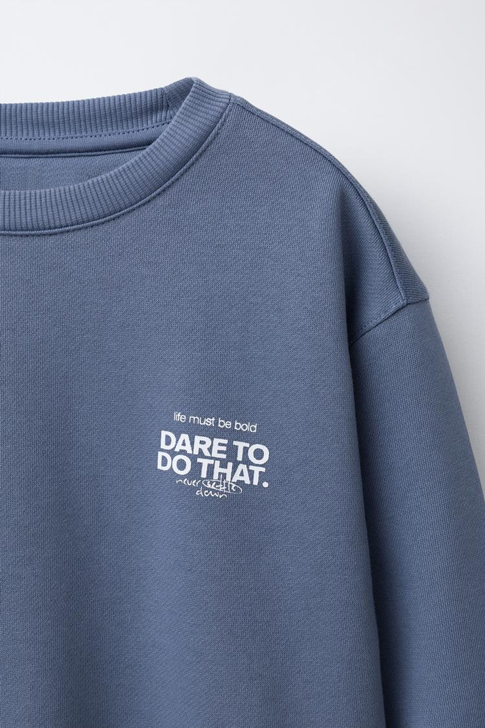 ZARA ТОЛСТОВКА С НАДПИСЬЮ, СЕРО-СИНИЙ