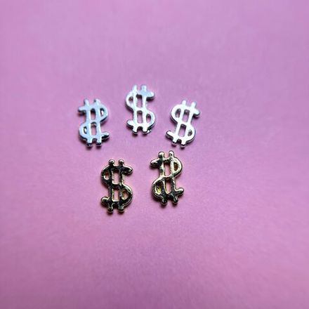 Zoo nail Фигурки объемные для дизайна Доллары металл, 1851, 5шт
