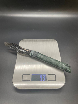 Нож из обсидиана с рукоятью из змеевика коллекционный с гравировкой змеи 23 см