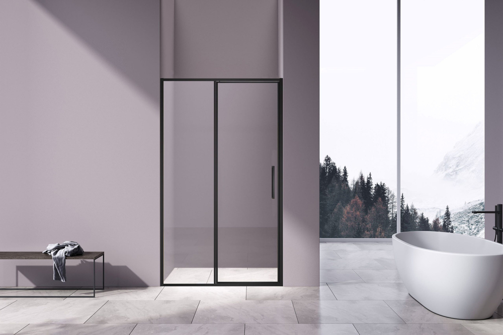 Душевая дверь Slim 8mm VDP-4SL120CLB, черный, стекло прозрачное