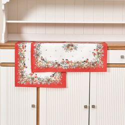 НАБОР ПОЛОТЕНЕЦ ИЗ 2 ШТ "МОРОЗКО.СНЕГИРИ ",40Х60СМ, 100% ХЛОПОК,БЕЛЫЙ,,ТВИЛ