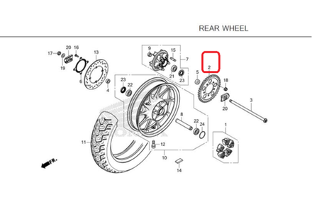41201-K87-A00. SPROCKET, FINAL DRIVEN (36T). Driven sprocket (rear) Honda CMX300 Rebel