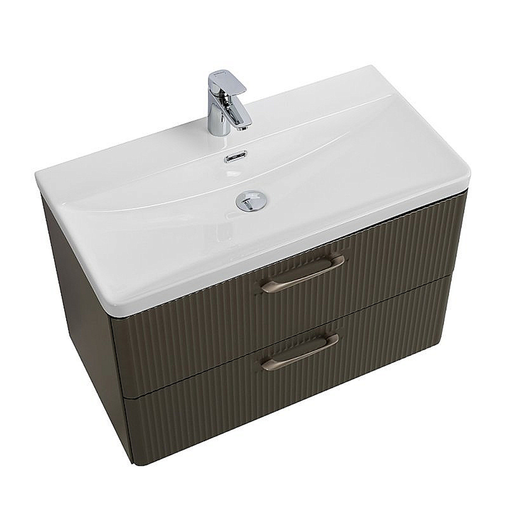 Тумба с раковиной BelBagno 80 DUE-800-2C-SO-GM-P+BB-8076-3-80 оружейная сталь