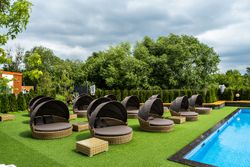 "Стильяно" плетеная кровать круглая, цвет соломенный