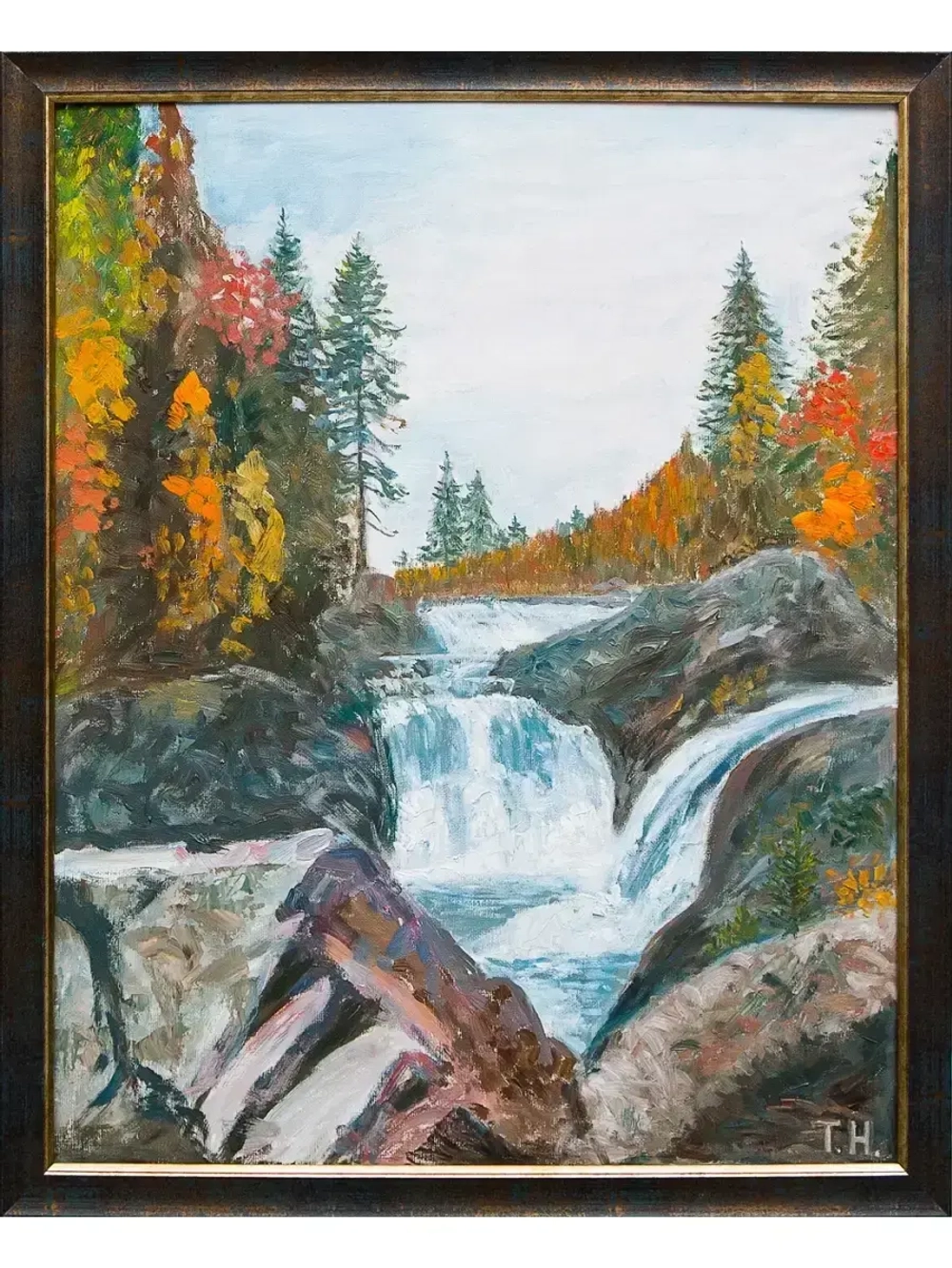 Картина маслом Карелия. Водопад Кивач Тараканова