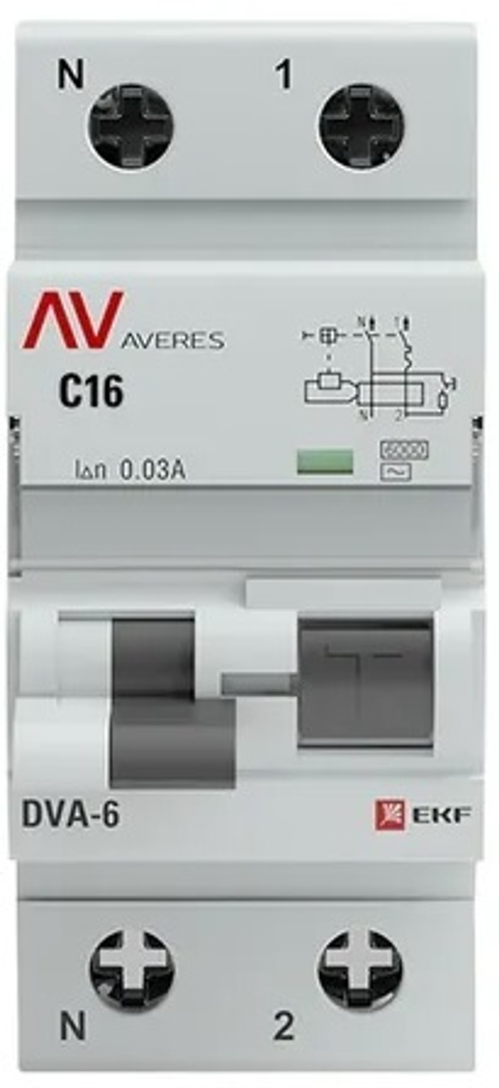 Автомат дифференциальный EKF rcbo6-1pn-16C-30-ac-av