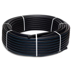 Труба ПНД 25х2,0 SDR13,6 черная с синей полосой, питьевая (200)