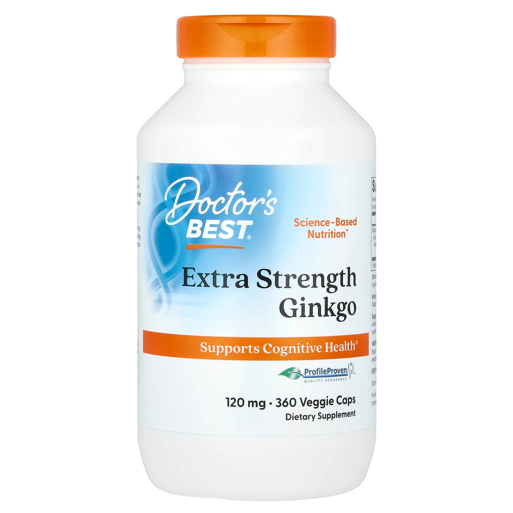 Doctor's Best, гинкго, 120 мг, 360 растительных капсул