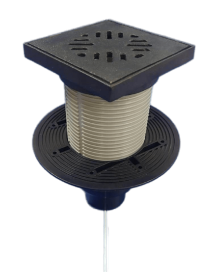 ТП-310PG Трап с чугунным подрамником и чугунной решеткой регулируемый вертикальный D50/75/110