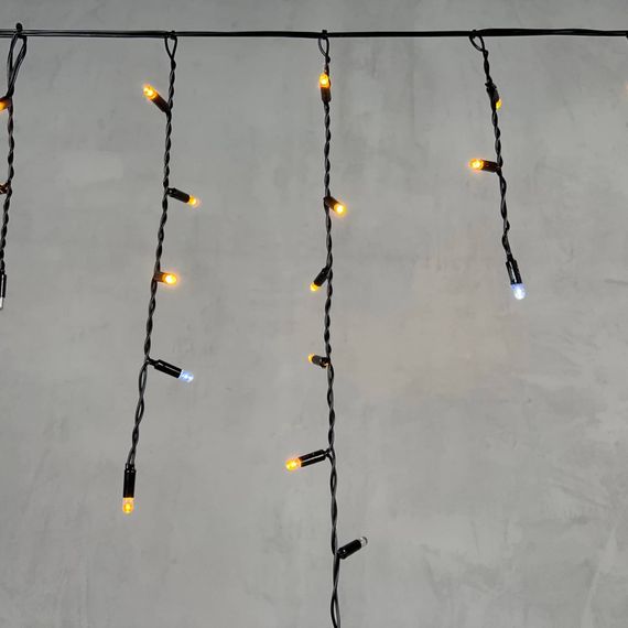 Светодиодная бахрома с колпачком 3,1*0,5 м., 120 желтых LED ламп, мерцание, черный провод ПВХ, IP65, LTC (PIL120BLWCAP-11-2Y)