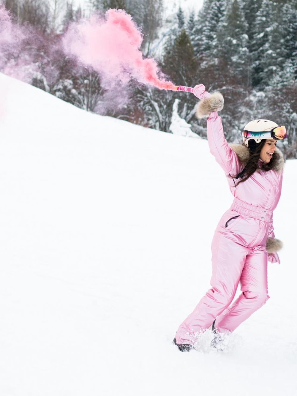 Premium Розовый металлик Комбинезон женский зимний