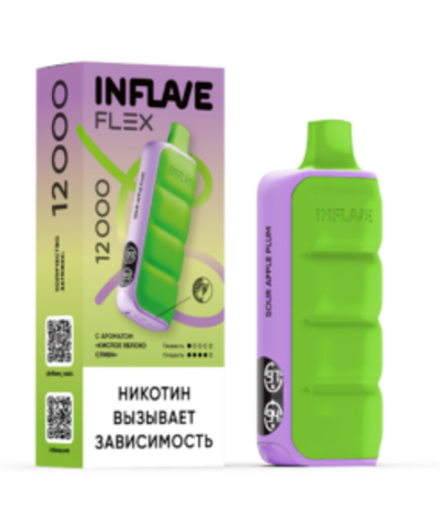 Inflave Flex Кислое яблоко слива 12000 затяжек 20мг Hard (2% Hard)