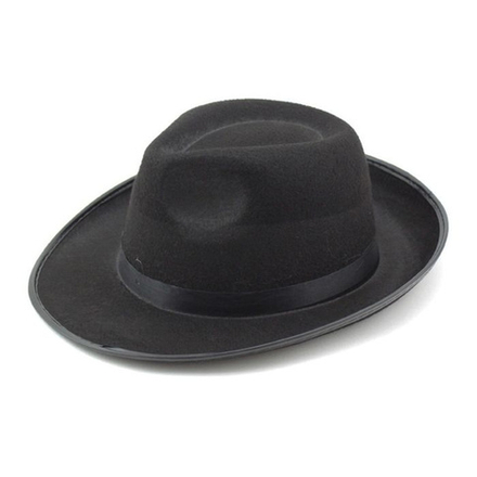 Шляпа Гангстер чёрная с чёрной лентой #12473-7