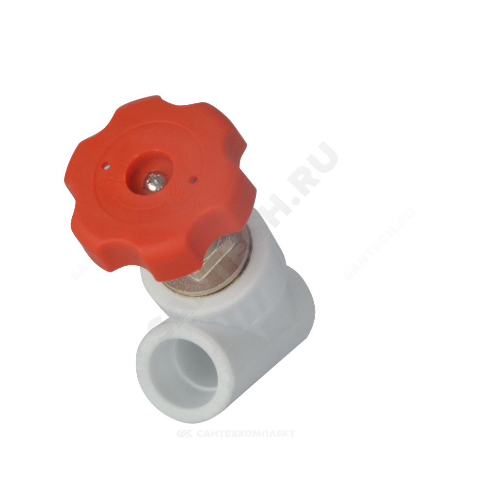 Клапан (вентиль) PP-R запорный белый Дн 32х45гр внутренняя пайка VALFEX 10174032
