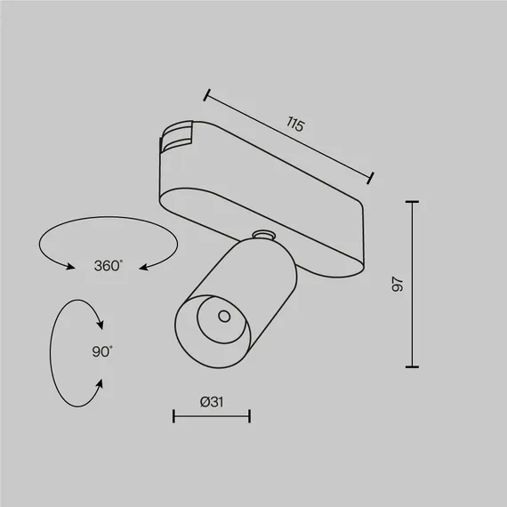 Трековый светильник Фокус / Focus Led Radity 3000K 5Вт 36° Technical tr103-1-5w3k-m-w