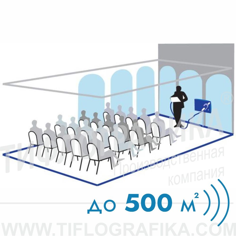 Индукционная система стационарная, площадь покрытия 500 м.