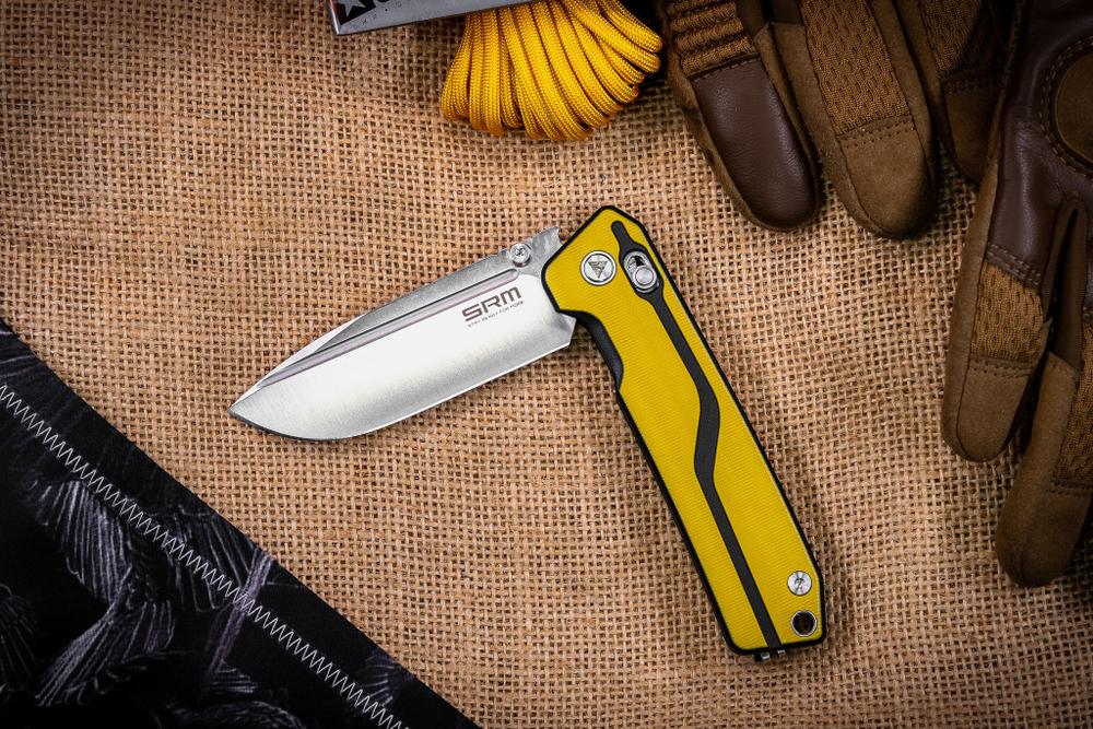Складной нож SRM Rubik Large Satin сталь 10Cr15CoMoV рукоять Yellow/Black G10 (7228L-GW)