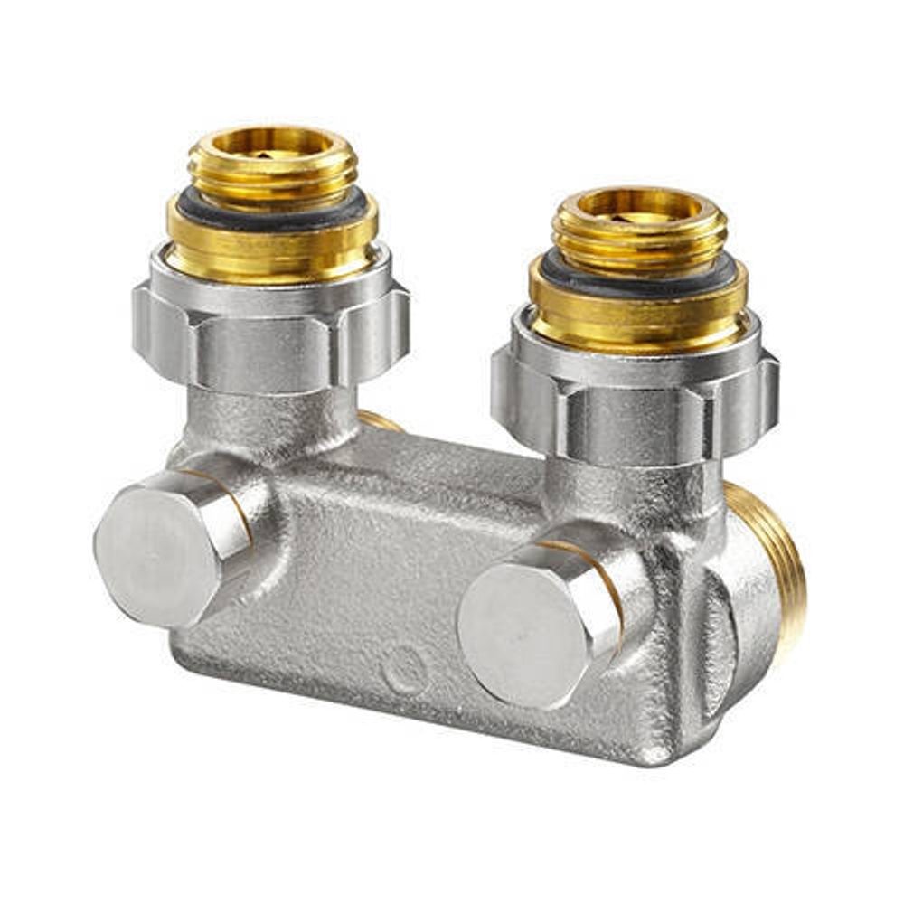 Узел перепускной угловой Oventrop - 1/2" x 3/4" (с функцией отключения, межтрубное расстояние 50мм)