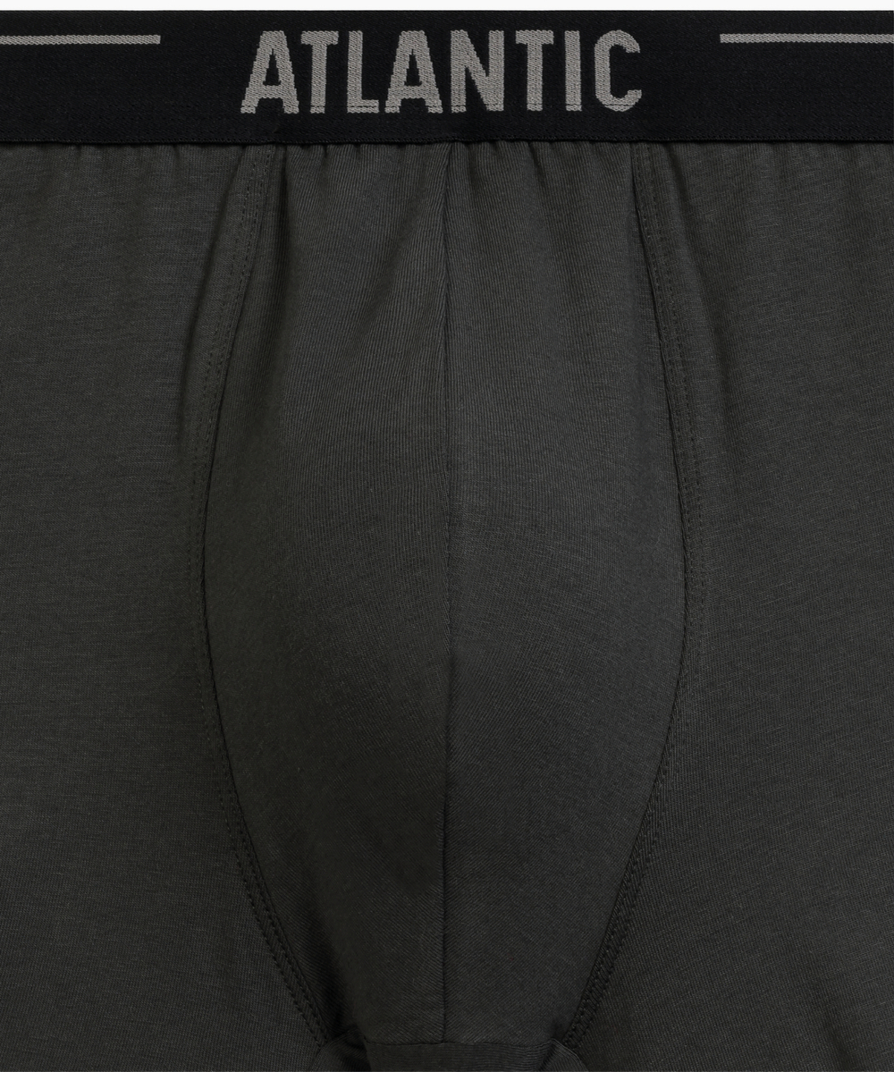 Мужские трусы шорты Atlantic, набор из 3 шт., хлопок, тёмно-фиолетовые + чёрные + тёмные хаки, 3MH-011