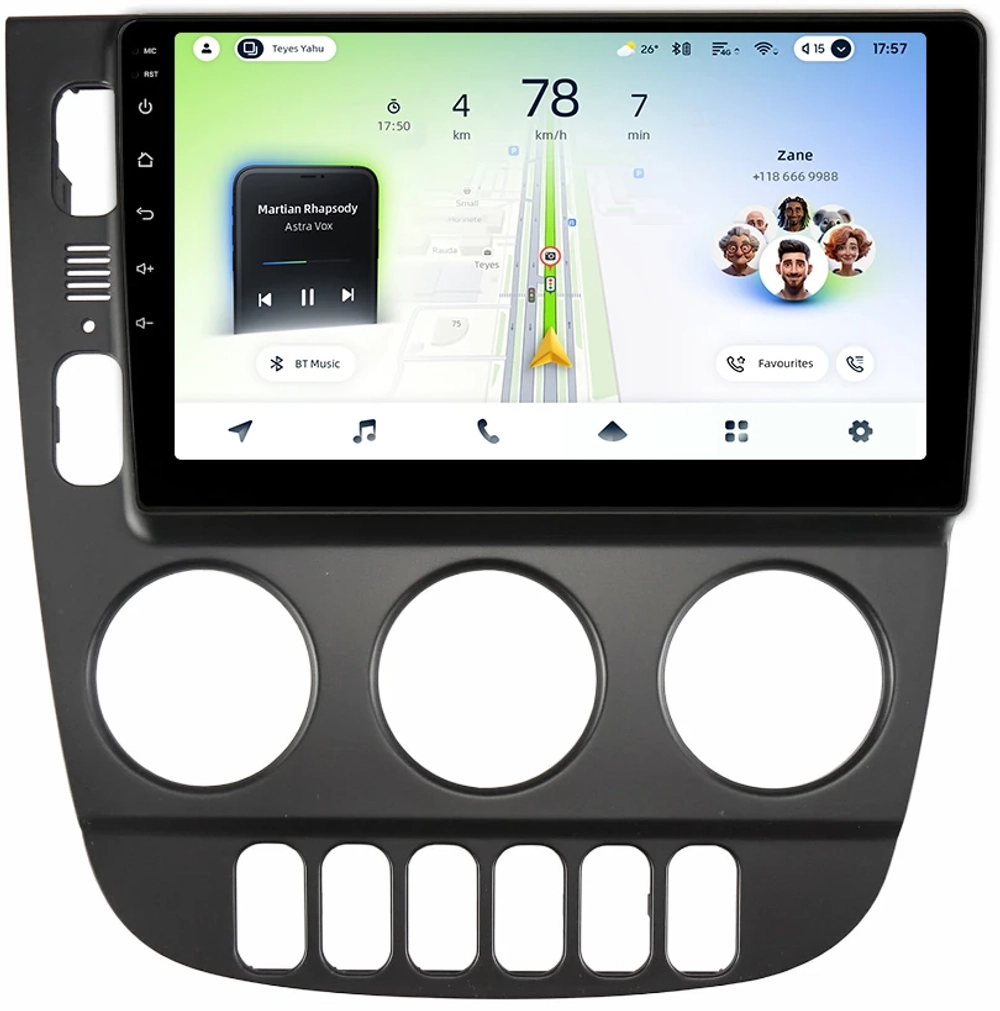 Магнитола для Mercedes-Benz ML W163 2001-2005 (климат, рамка черная) - Teyes CC4L монитор 9" IPS на Android 14, Snapdragon 662, CarPlay, 4G SIM-слот