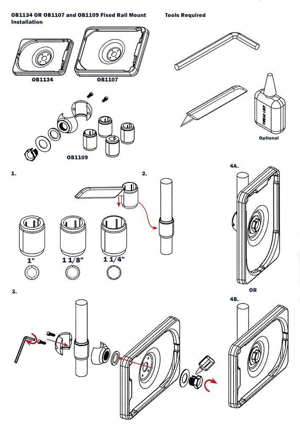 Фиксированное крепление OverBoard OB1109 - Fixed Rail Mount