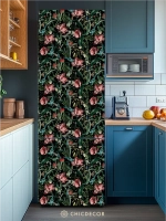 Наклейка интерьерная на холодильник Цветы на темном фоне