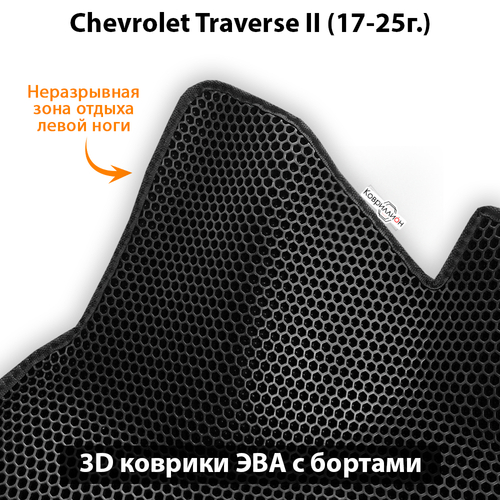 Автомобильные коврики ЭВА с бортами на 3 ряда для Chevrolet Traverse II (17-25г.) 8-ми местное авто