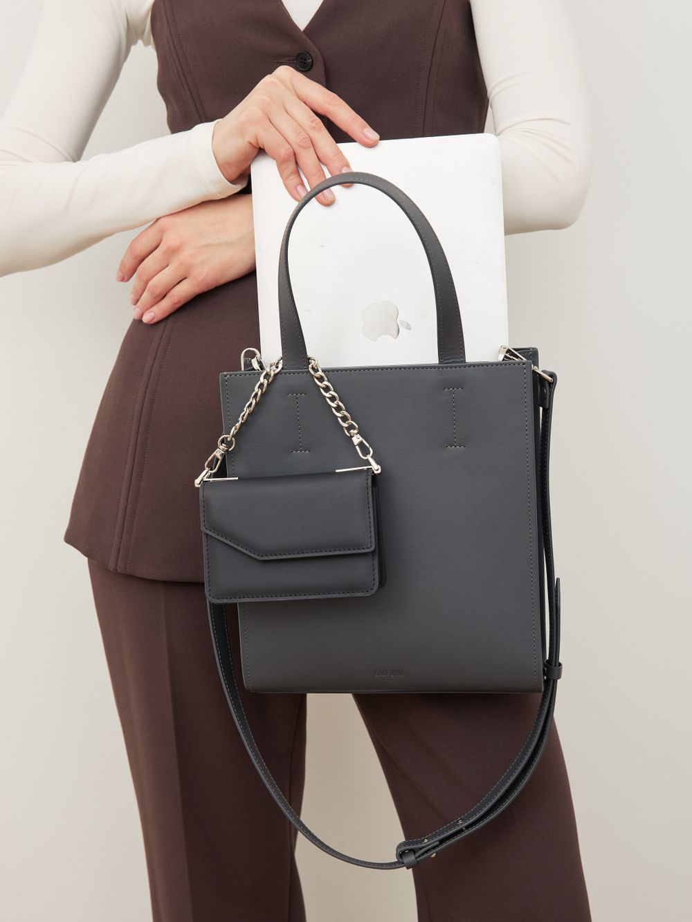 ШОППЕР МАЛЕНЬКИЙ ЧЕРНЫЙ|ГРАФИТ|Т.КОРИЧНЕВЫЙ