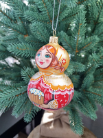 Матрешка стеклянная Любава с пасхой