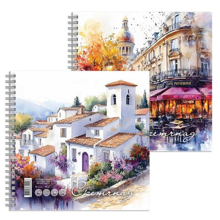 Скетчпад 195*195мм  80л., гребень, 100гр/м2 "Акварель"