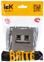 BRITE Розетка двойная RJ11+RJ45 кат.5E РК/Т12-БрС сталь IEK