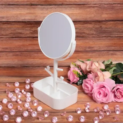 Зеркало настольное с органайзером «High Tech - Monako», двустороннее, цвет белый, 16,5*30см