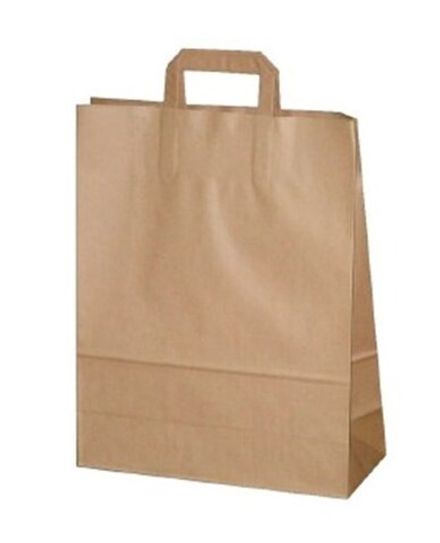 Крафт пакеты с плоскими ручками 33х22х9см 70гр/м коричневые (1/250шт)