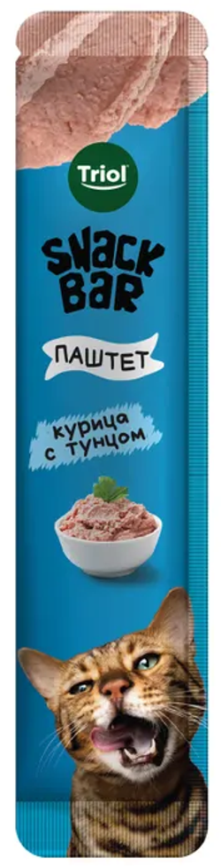 Triol, Лакомства для кошек, Паштет из курицы с тунцом, 40 гр.
