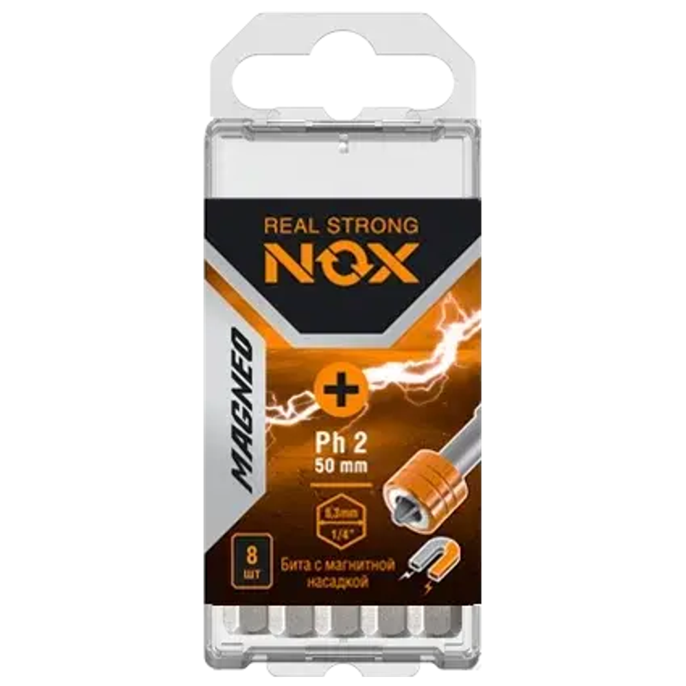 Бита с магнитной насадкой PH 2х50мм бокс 8шт NOX MAGNEO 334520