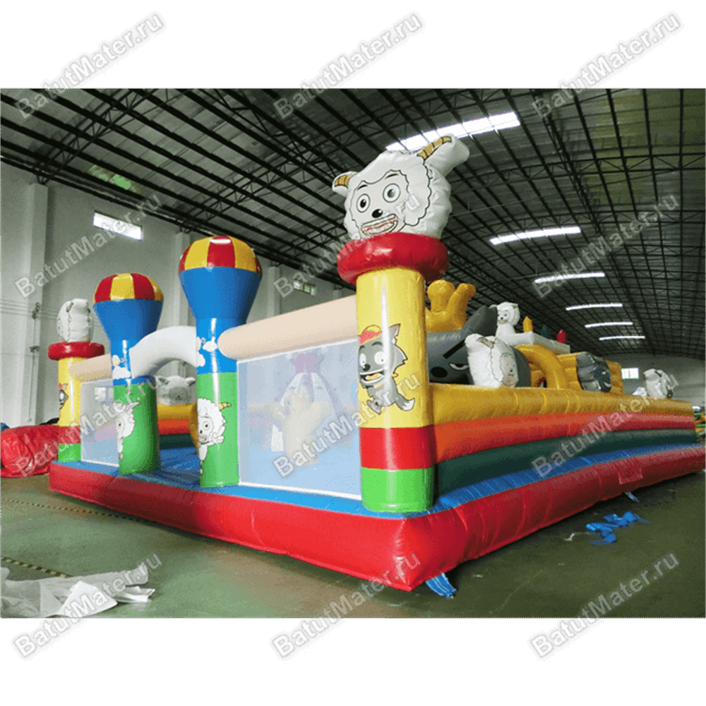 Надувной батут с крышей "Злой страшный серый волк"