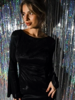 Платье вечернее с разрезом блестящее в пол