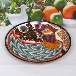 Ляган плоский 32см Птица Риштанская керамика