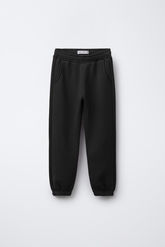ZARA БАЗОВЫЕ БРЮКИ-ДЖОГГЕРЫ ИЗ МЯГКОЙ ТКАНИ, ЧЕРНЫЙ