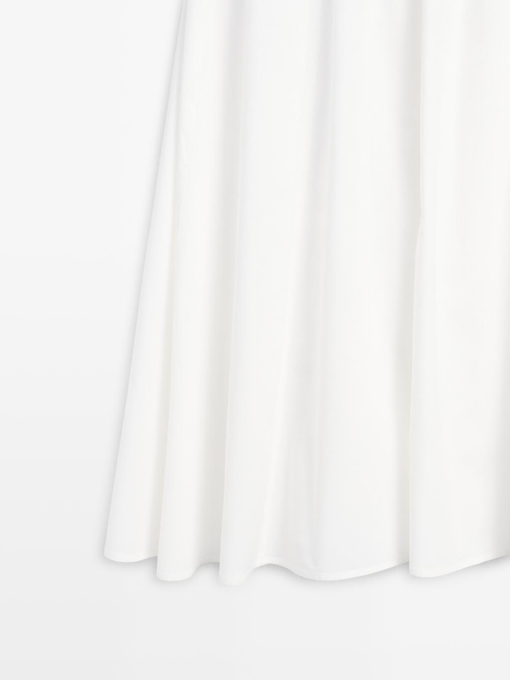 Massimo Dutti Длинная юбка из поплина со сборками, белый